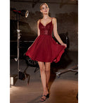 Sophisticated A-line V-neck Plunging Neck Cocktail Above the Knee Glittering Fall Chiffon Dress