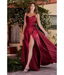 A-line Spaghetti Strap Satin Cowl Neck Prom Dress