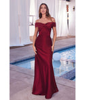 A-line Satin Vintage Straight Neck Off the Shoulder Prom Dress