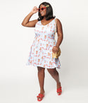 Plus Size Knit Floral Print Short Shift Dress