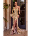 Sexy Sophisticated Glittering Wrap Slit Long Sleeves One Shoulder General Print Mermaid Sweetheart Tulle Evening Dress/Prom Dress