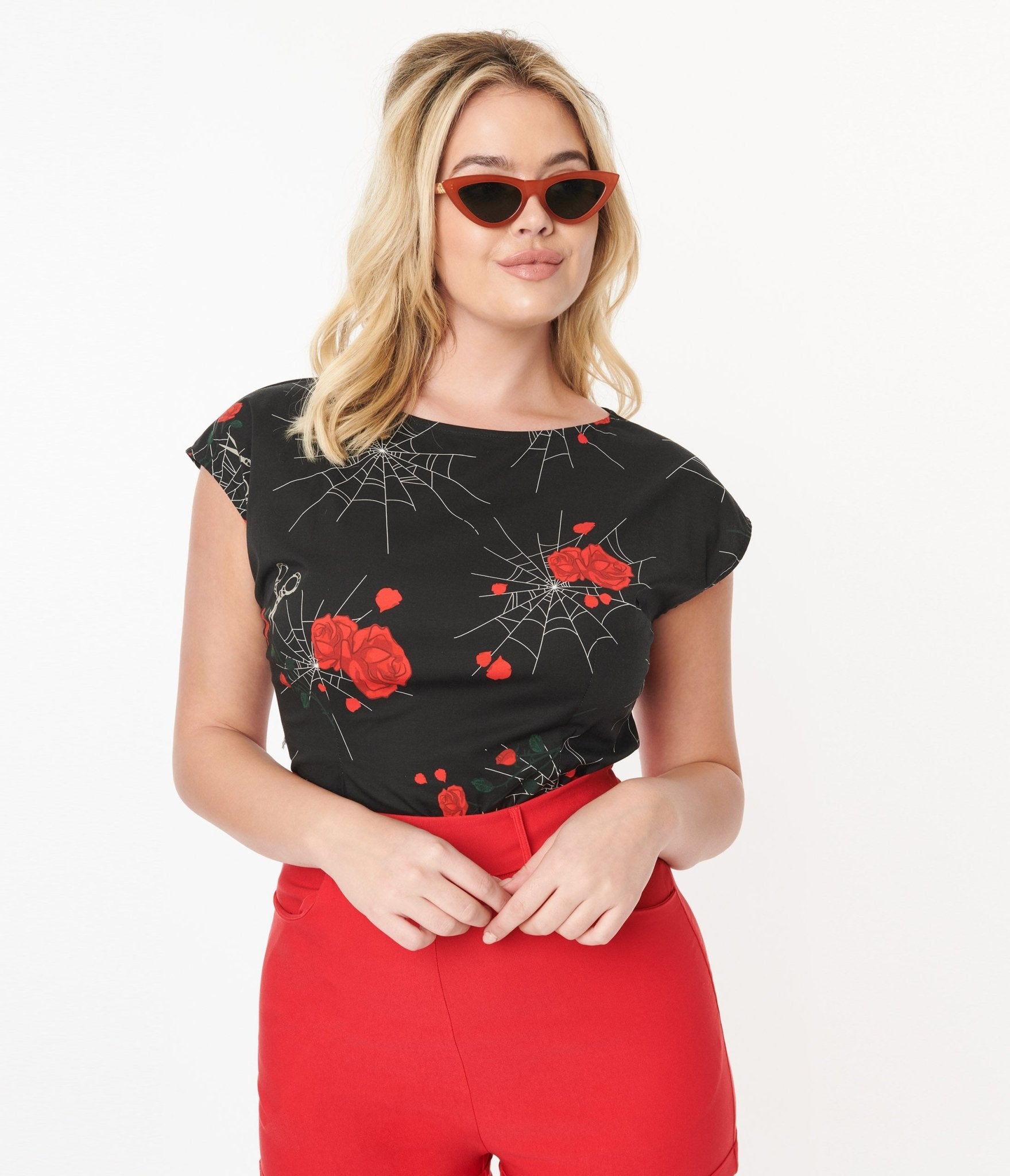 

Collectif Black Spinners Web & Roses Blouse