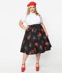 Collectif 1940s Spinners Web & Roses Swing Skirt