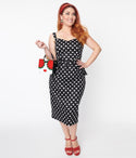 Sophisticated Pencil-Skirt Dots Print Dress by Collectif Clothing