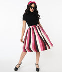 Collectif Bubble Gum Stripe Jasmine Swing Skirt