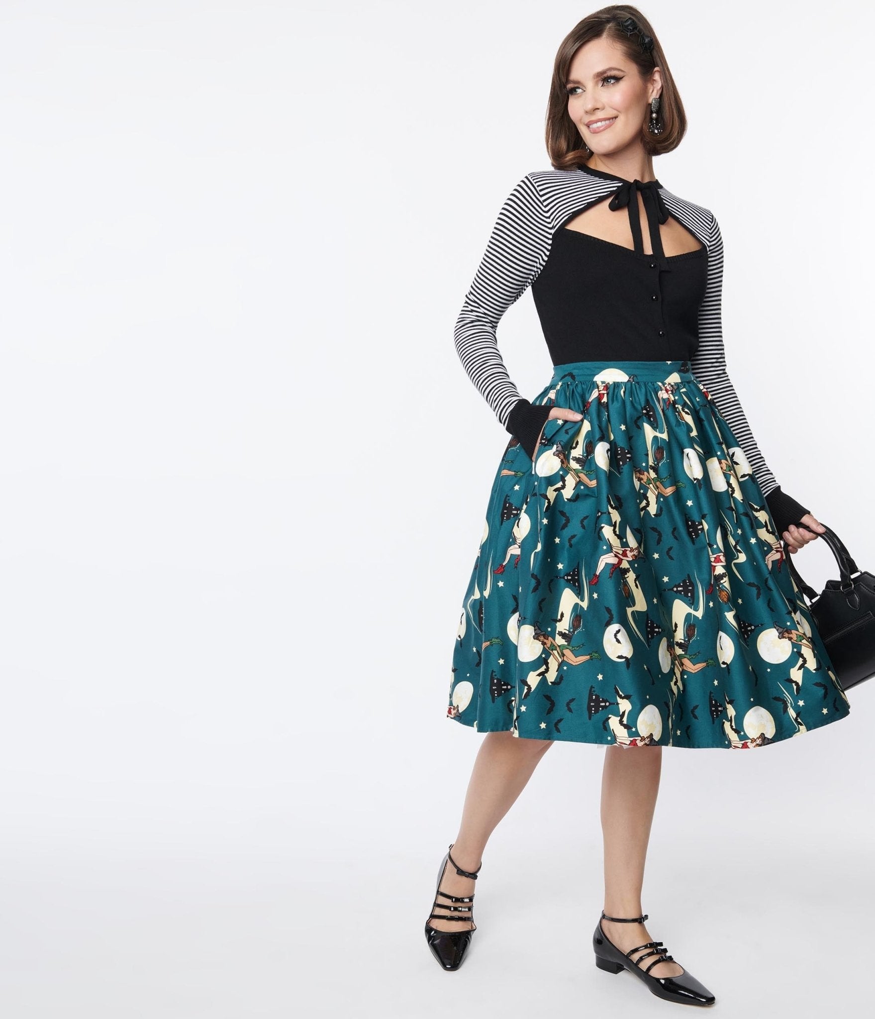 

Collectif Green Witches Jasmine Swing Skirt
