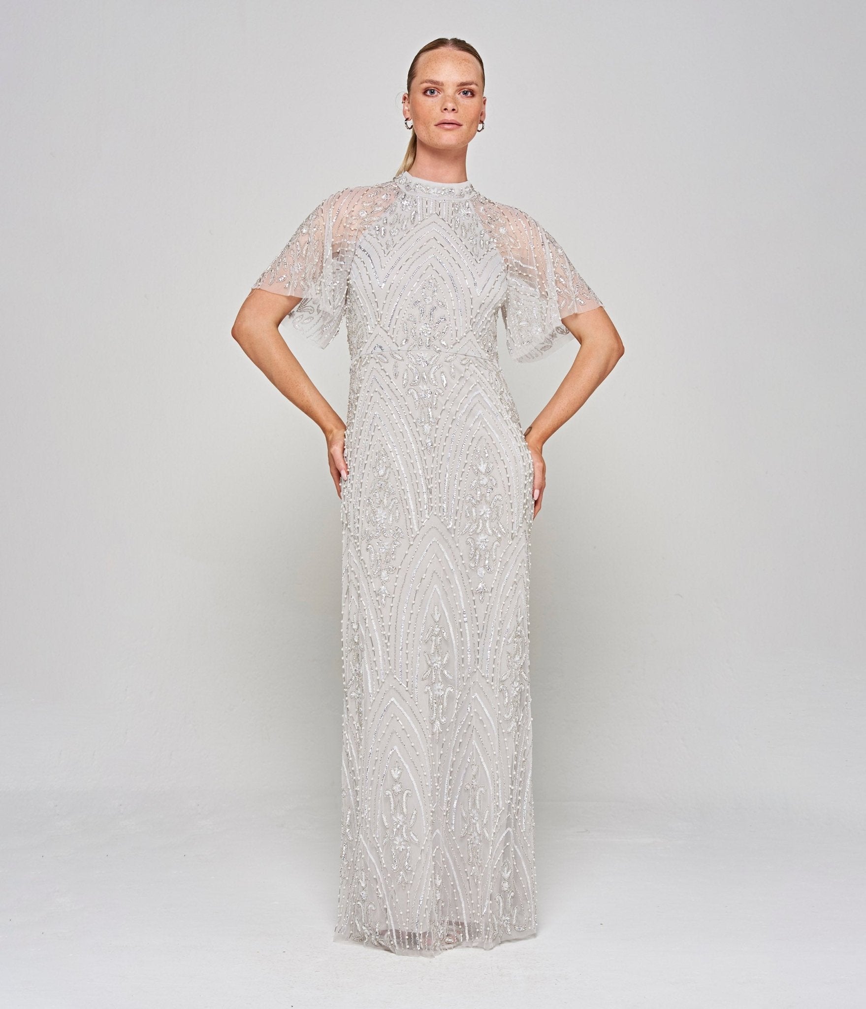 

Crystal Grey Embellished Ara Gown