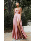 A-line Spaghetti Strap Cowl Neck Satin Bridesmaid Dress