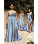 A-line Cowl Neck Satin Spaghetti Strap Prom Dress