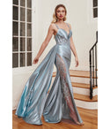 Sophisticated Floor Length Short Sweetheart Corset Waistline Fitted Sheer Open-Back Illusion Slit Satin Sleeveless Dress with a Brush/Sweep Train With a Sash