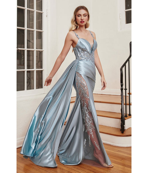 Sophisticated Floor Length Short Sheer Fitted Illusion Slit Open-Back Sweetheart Corset Waistline Satin Sleeveless Dress with a Brush/Sweep Train With a Sash