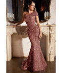 Mermaid Sequined Off the Shoulder One Shoulder Prom Dress with a Brush/Sweep Train