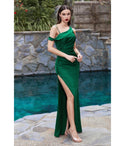 Satin Sheath Cutout Back Zipper Asymmetric Slit Sheath Dress/Bridesmaid Dress