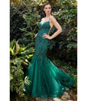 Mermaid Applique Floral Print Tulle Bridesmaid Dress