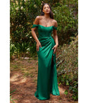 Sheath Satin Corset Waistline Slit Draped Fitted Lace-Up Off the Shoulder Ball Gown Sheath Dress/Prom Dress
