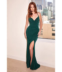 V-neck Cowl Neck Sheath Glittering Slit Lace-Up Sheath Dress/Prom Dress With a Sash