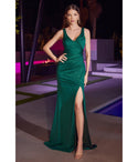 V-neck Sleeveless Glittering Faux Wrap Satin Bridesmaid Dress