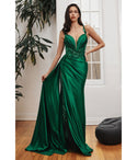 Sophisticated Satin Corset Waistline Sweetheart Sheer Illusion Fitted Open-Back Slit Floor Length Short Sleeveless Dress with a Brush/Sweep Train With a Sash