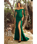 Off the Shoulder Mermaid Ruched Slit Jersey Bridesmaid Dress