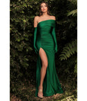 Satin Mermaid One Shoulder Asymmetric Ruched Slit Fitted Sweetheart Floor Length Bridesmaid Dress with a Brush/Sweep Train