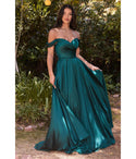 A-line Sweetheart Satin Gathered Slit Off the Shoulder Bridesmaid Dress