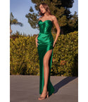 Strapless Lace-Up Ruched Corset Waistline Sweetheart Satin Evening Dress