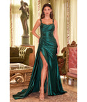 Sleeveless Sequined Fitted Slit Pleated Applique Ruched Scoop Neck Corset Waistline Evening Dress with a Brush/Sweep Train
