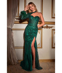 Sexy Sophisticated Tulle Glittering Slit Wrap Sweetheart Long Sleeves One Shoulder Mermaid General Print Evening Dress/Prom Dress