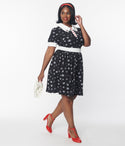 General Print Banding Collared Dress