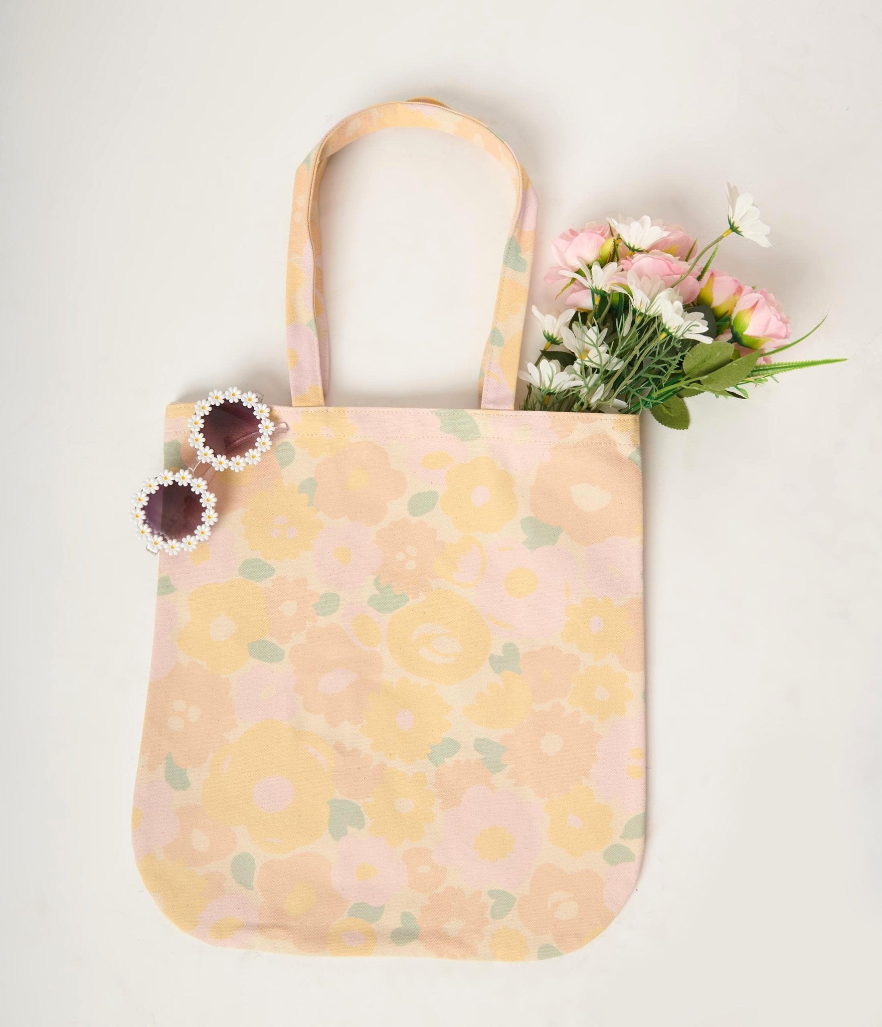 

Floral Print Canvas Tote Bag