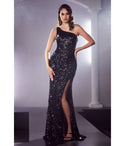 Asymmetric Sequined One Shoulder Bridesmaid Dress/Prom Dress