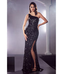 One Shoulder Asymmetric Sequined Bridesmaid Dress/Prom Dress