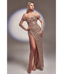 Corset Waistline Off the Shoulder Fitted Sequined Slit Draped Sheath Ball Gown Sheath Dress/Prom Dress