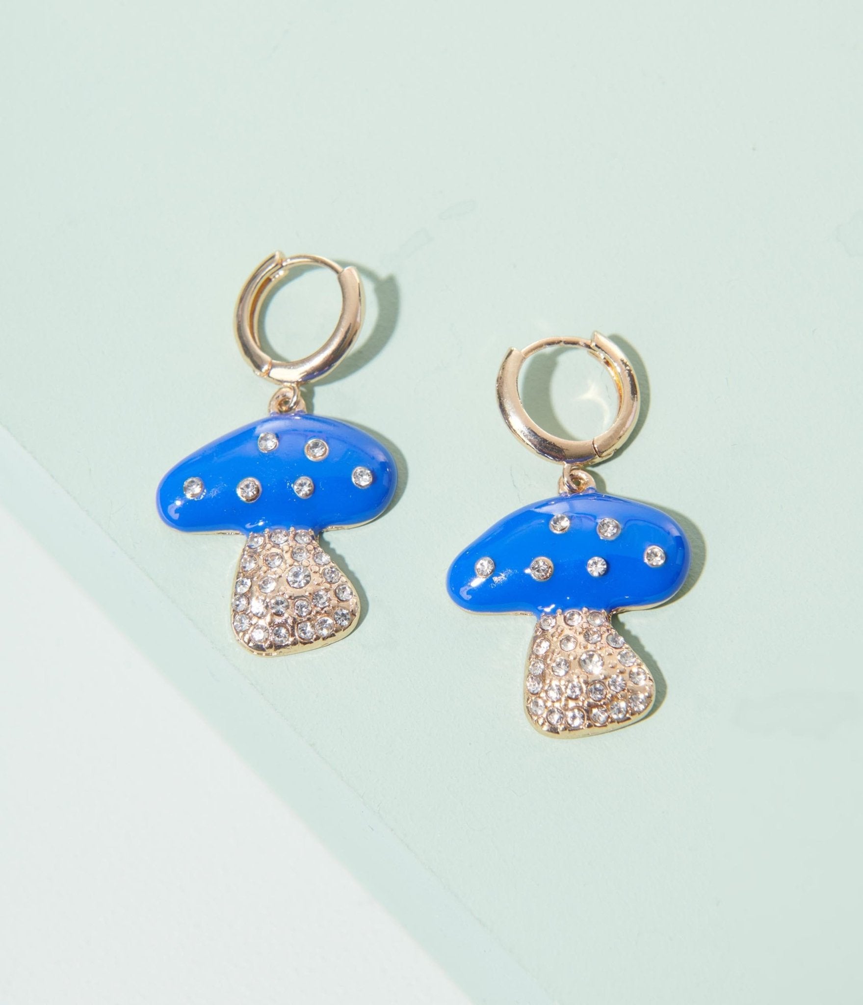 

Gold And Blue Mushroom Earrings