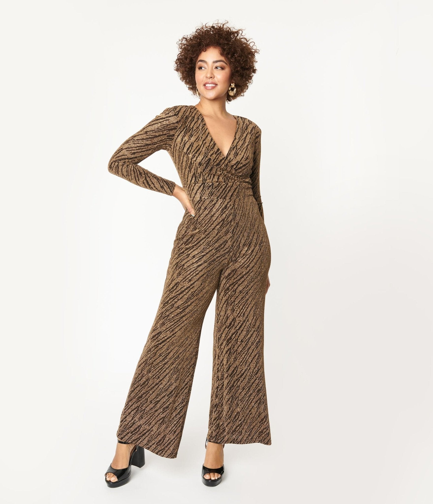 

Gold & Black Zebra Stripe Jumpsuit