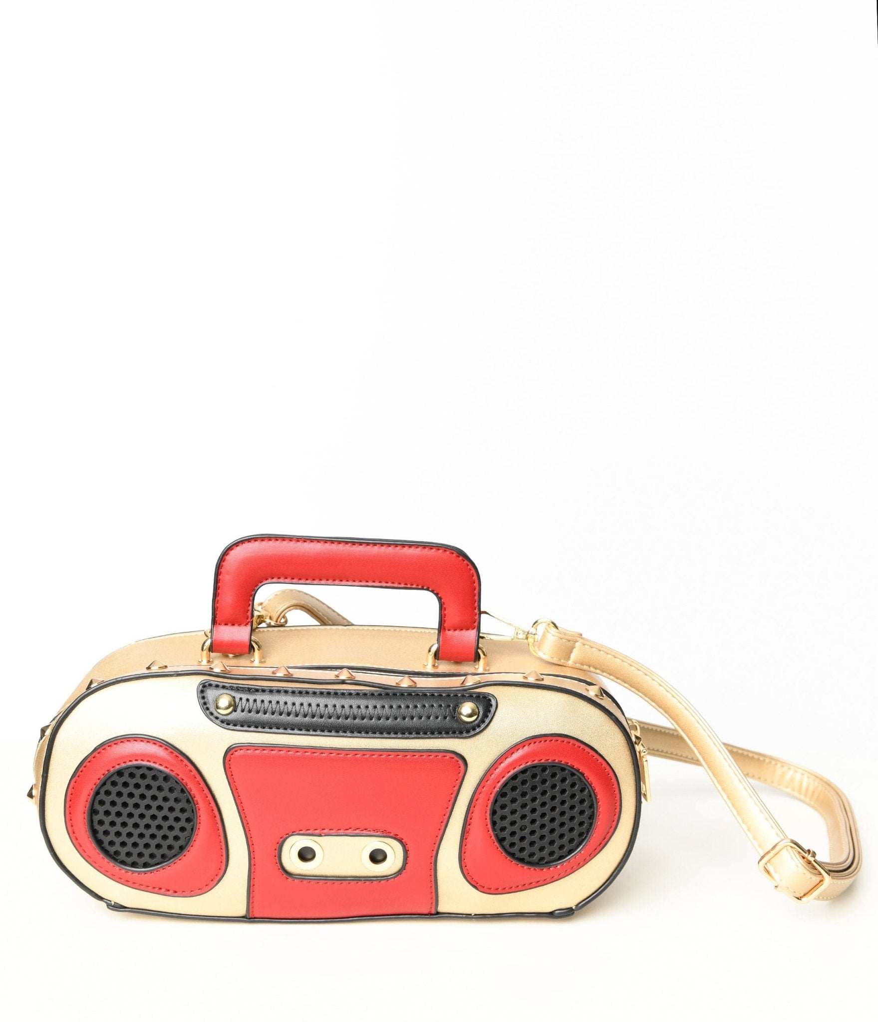 

Gold & Red Boombox Handbag