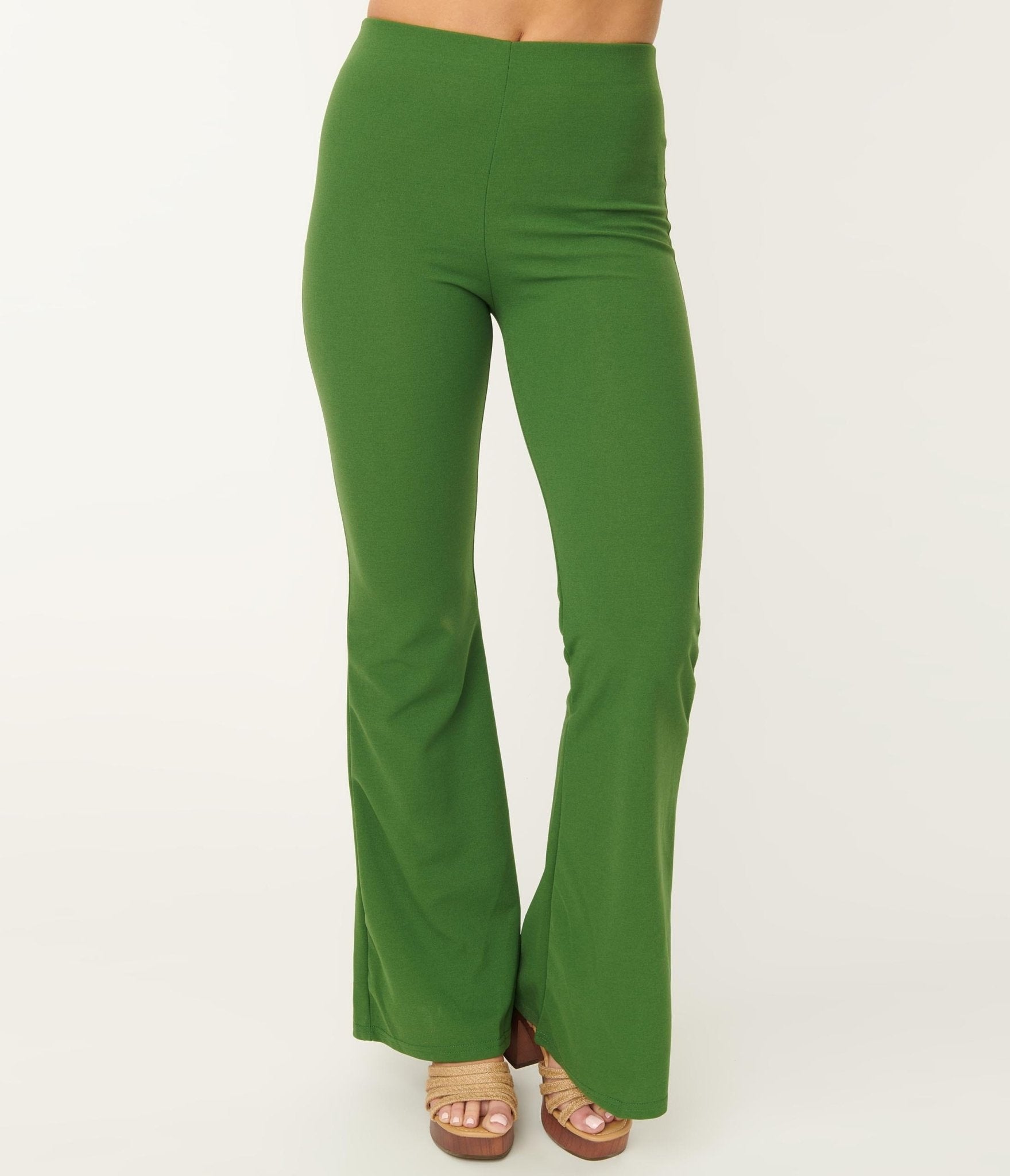 Capreze Corduroy Pants For Women Bootcut High Waist Wide Leg Trousers Pants  Ladies Fall Vintage Flared Pants Loungewear Green S 