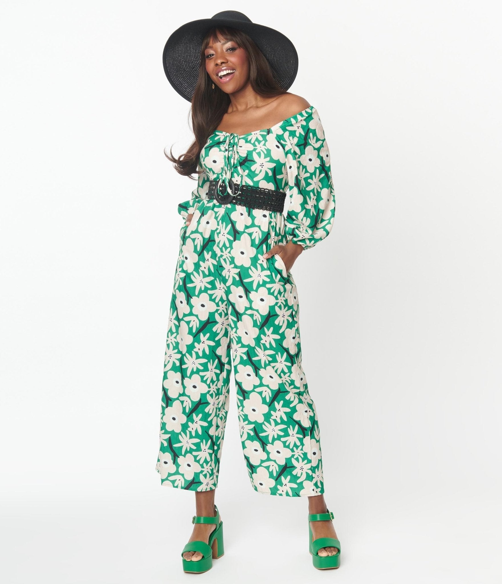 

Green & Ivory Floral Jumpsuit