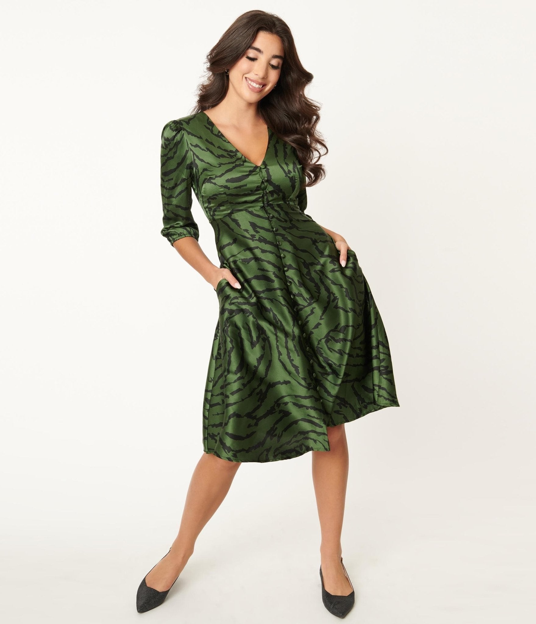 

Green Zebra Print Kira Swing Dress