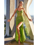 Sleeveless Sheath Scoop Neck Fitted Illusion Slit Beaded Sequined Sheath Dress/Evening Dress/Prom Dress