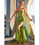 Beaded Sequined Illusion Slit Fitted Sleeveless Sheath Scoop Neck Sheath Dress/Evening Dress/Prom Dress