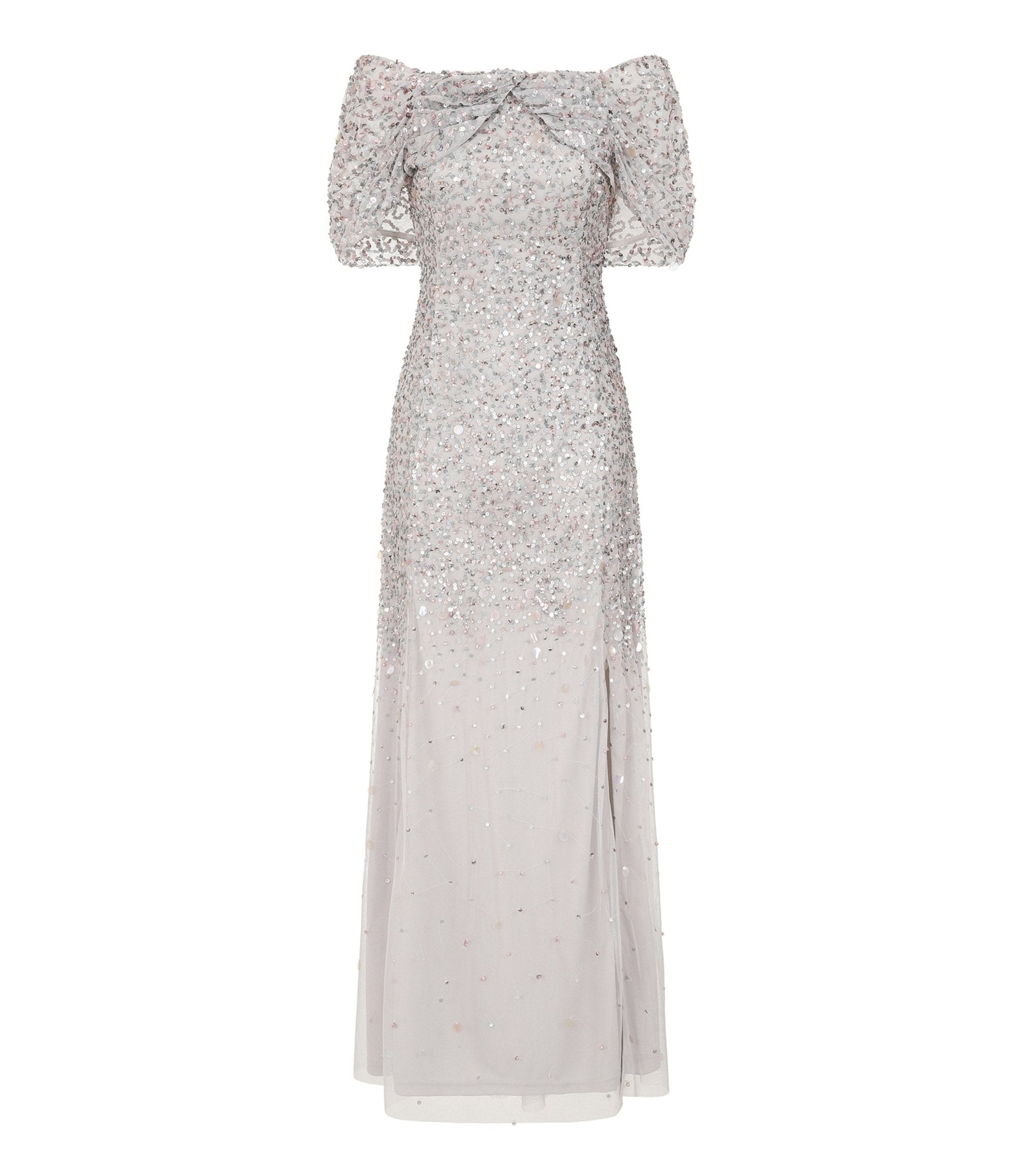 

Grey Sequin Off Shoulder Teresa Gown