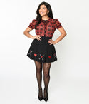 Hell Bunny & Embroidered Heart Border Amy Fit & Flare Skirt