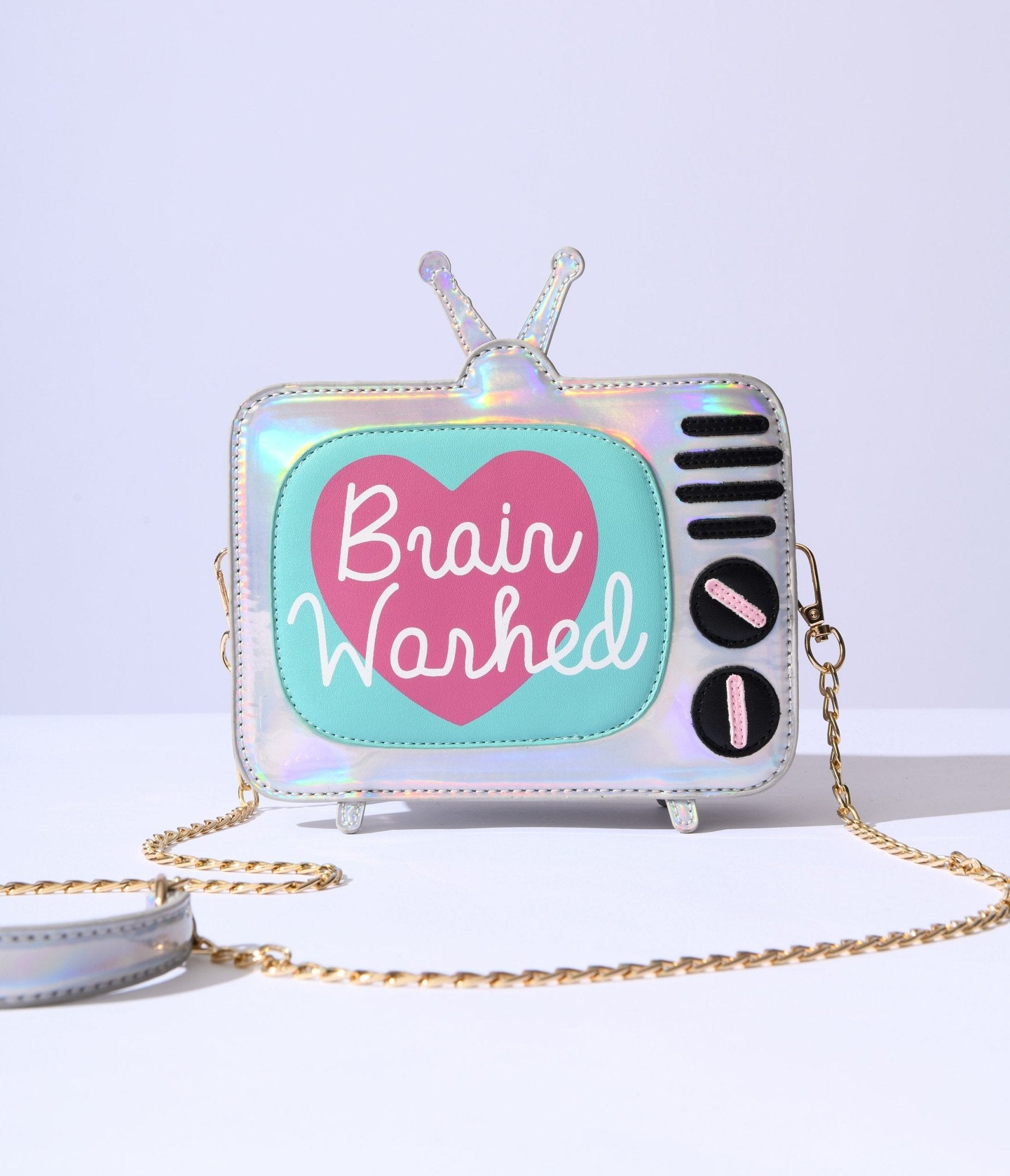 

Holographic Brain Washed Tv Crossbody Bag