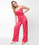 Spaghetti Strap Cowl Neck Satin Jumpsuit