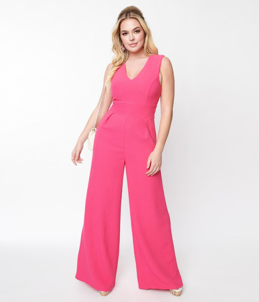 V-neck Banding Sleeveless Jumpsuit