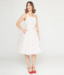 Halter Polka Dots Print Swing-Skirt Cotton Dress