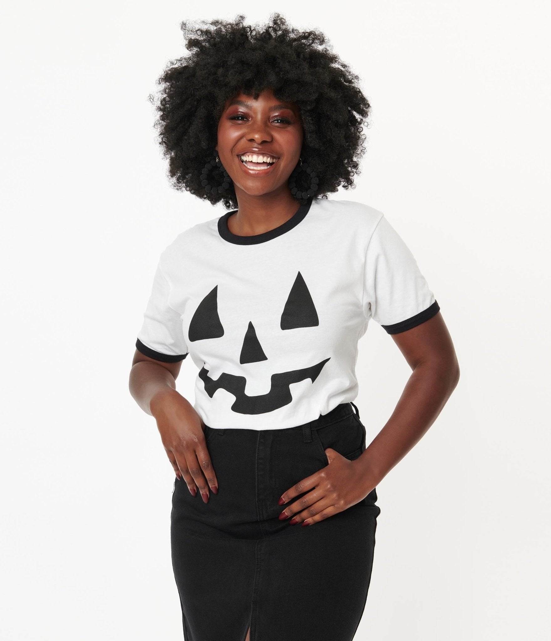 

Jack O Lantern Pumpkin Unisex Graphic Ringer Tee