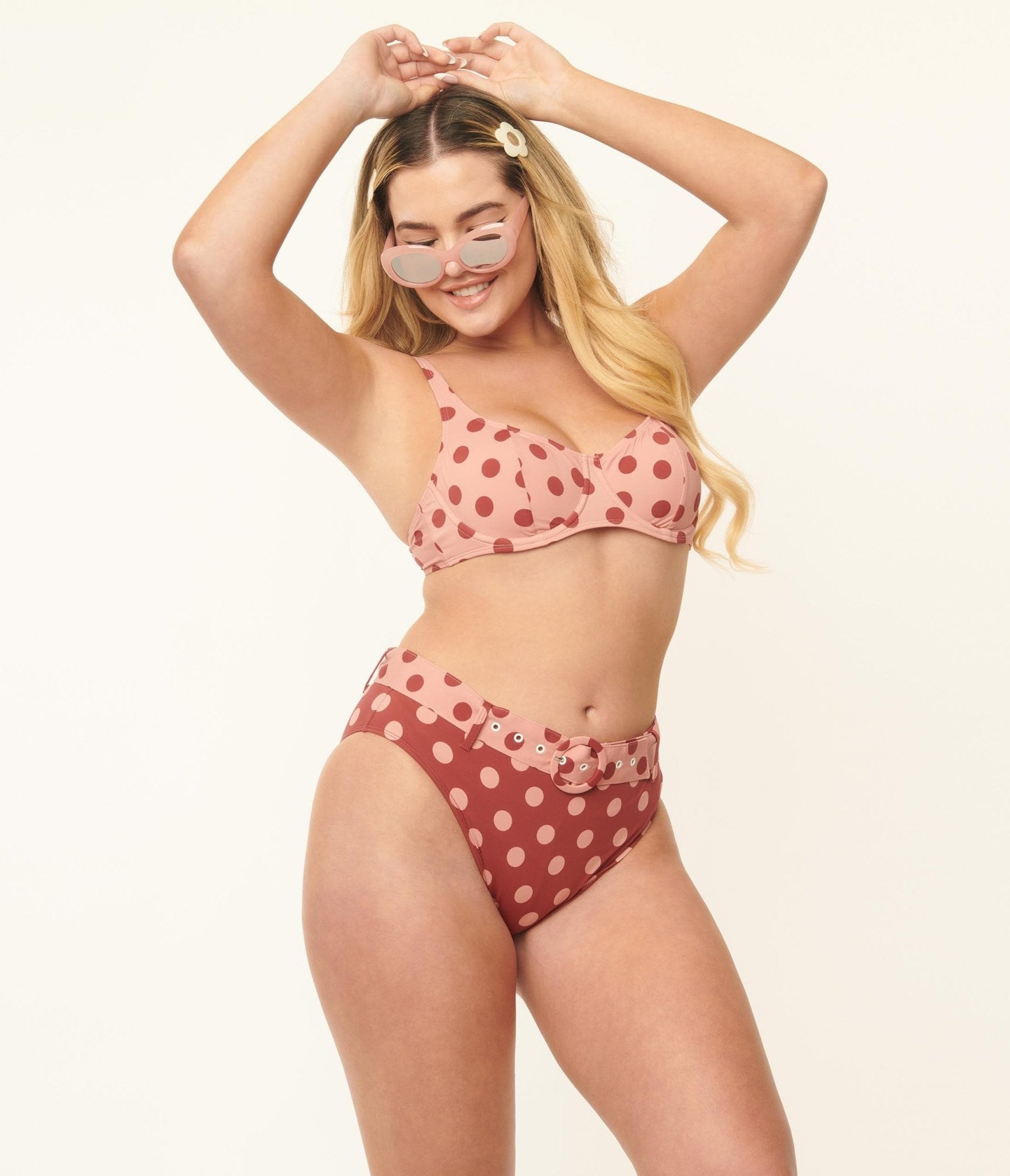 

Kingdom & State Burgundy & Dusty Pink Polka Dot Swim Bottoms