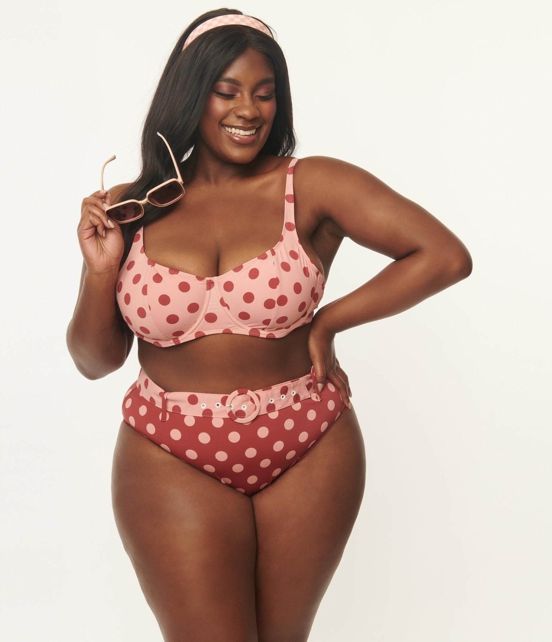 

Kingdom & State Plus Size Burgundy & Dusty Pink Polka Dot Swim Bottoms